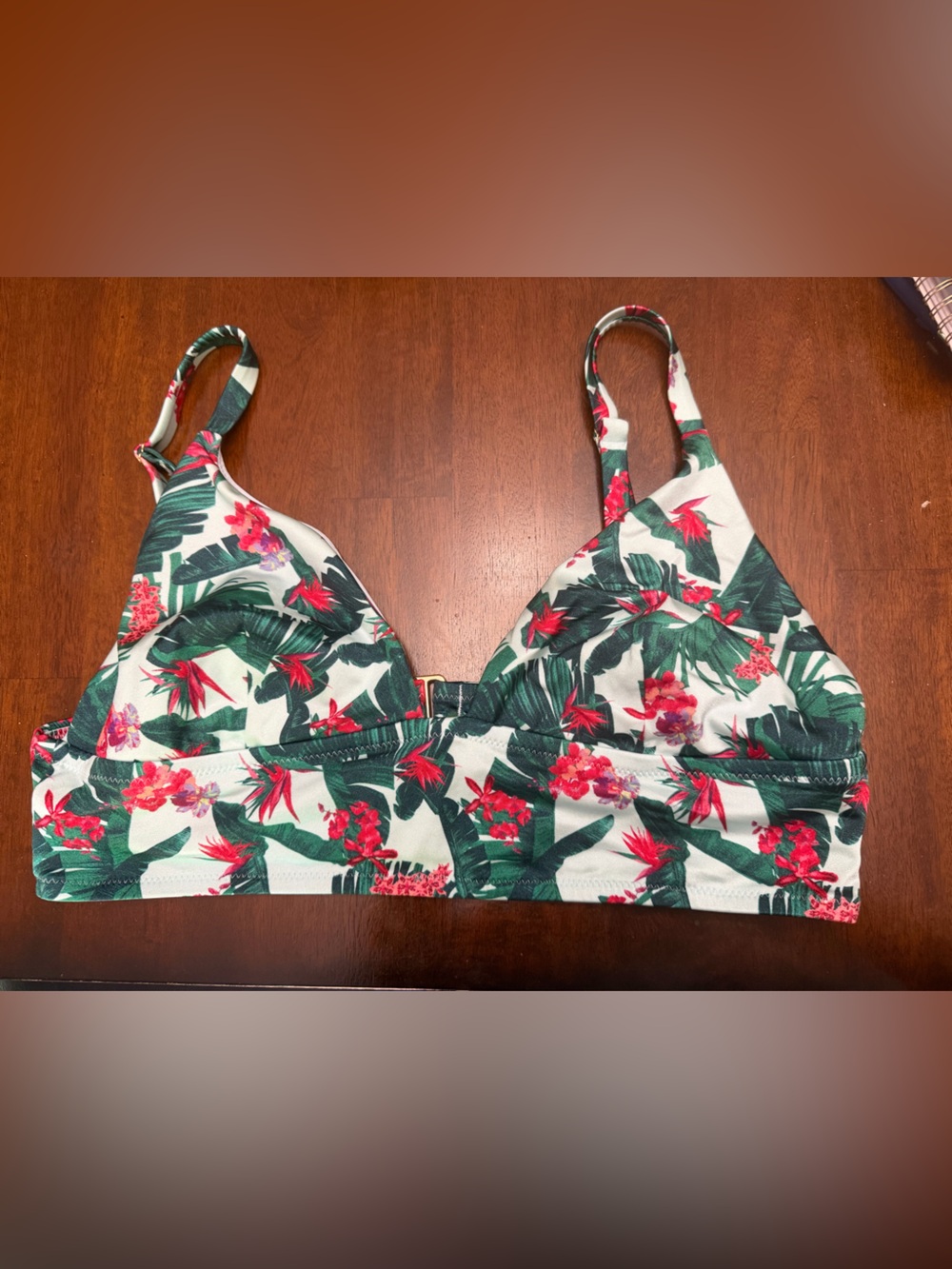 Tropical Floral Bralette - Green & Red Print